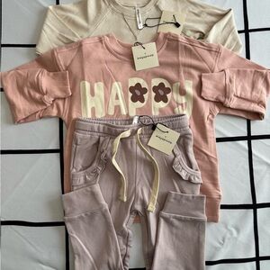 Toddler Coordinating 3 Piece Set in Mauve, Oatmeal and Lilac